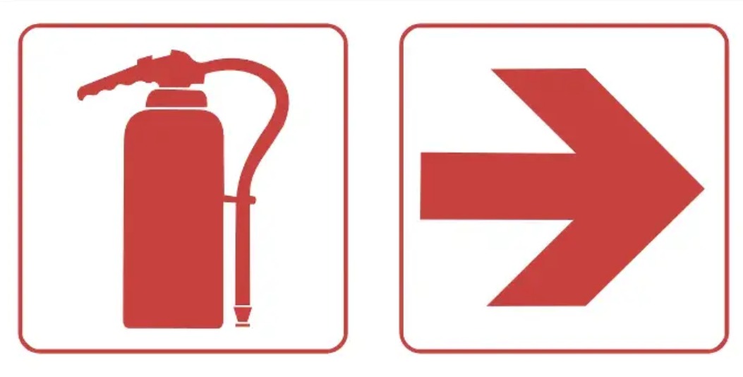 Fire Extinguisher and Red Arrow Direction in Frame (combined)
